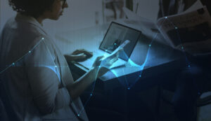 Businesswoman networking using big data for business