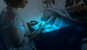Businesswoman networking using big data for business